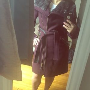 Fur collar wool coat